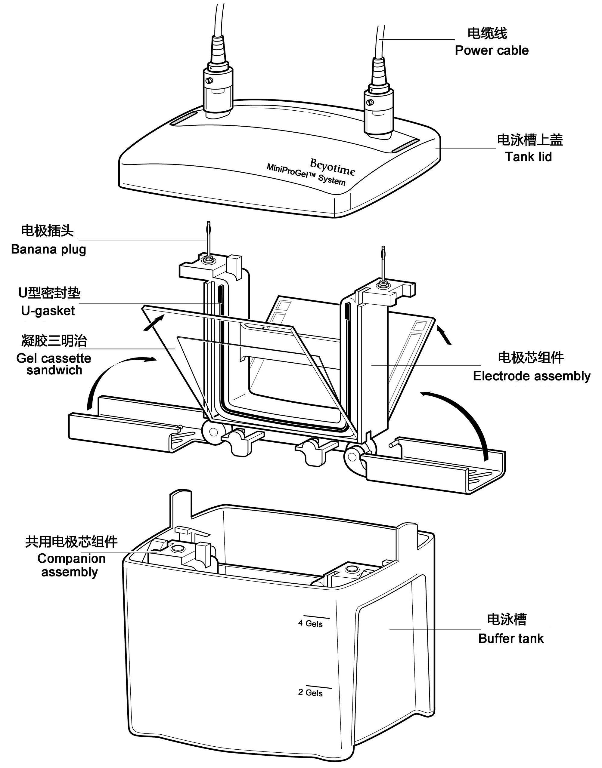 电泳槽手绘图图片